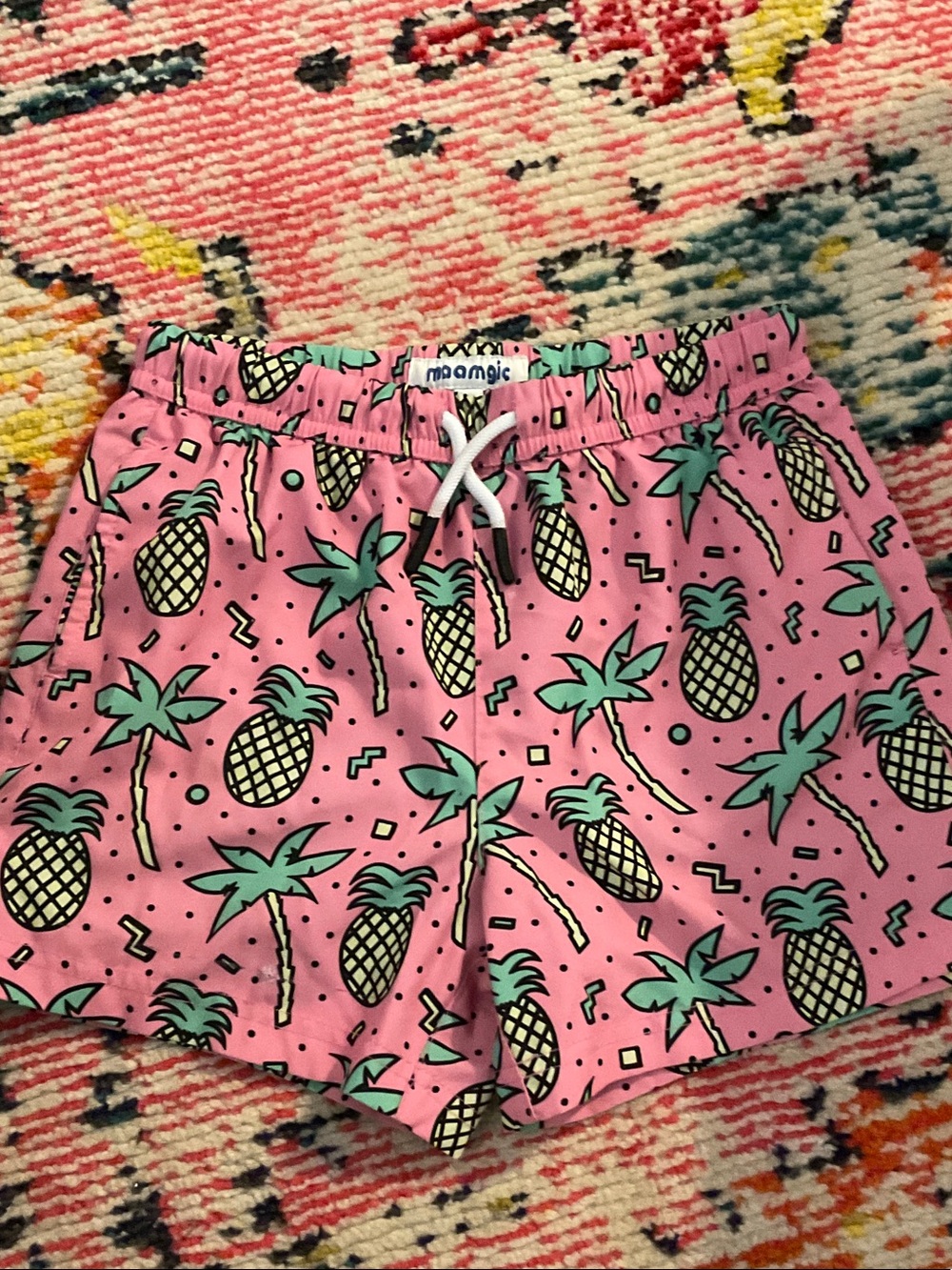 Maamgic Pink Pineapple Print swim shorts w compression